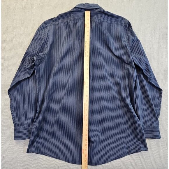 Eddie Bauer Long Sleeve Shirt Men's Tall TXL Blue Stripe Non-Wrinkle Relaxed Fit - Picture 11 of 14